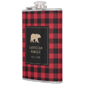 Modern Red and Black Buffalo Plaid Family Name Heupfles (Links)