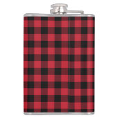 Modern Red and Black Buffalo Plaid Family Name Heupfles (Achterkant)