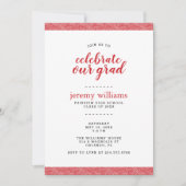 Modern Red and Gray Graduation Party Invitation Kaart (Voorkant)