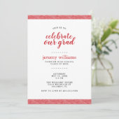 Modern Red and Gray Graduation Party Invitation Kaart (Staand voorkant)