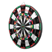 Modern Red and Green Christmas Lights Family Name Dartbord (Voorkant Rechts)