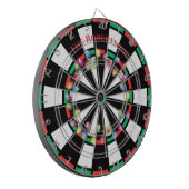 Modern Red and Green Christmas Lights Family Name Dartbord (Voorkant Links)