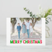 Modern Red and Green-kerstfotokaart Feestdagenkaart (Staand voorkant)