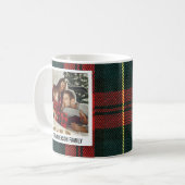 Modern Red and Green Plaid Christmas Photo Collage Koffiemok (Voorkant links)