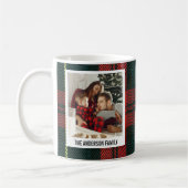 Modern Red and Green Plaid Christmas Photo Collage Koffiemok (Links)