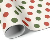 Modern Red and Green Polka Dot Christmas Wrapping  Cadeaupapier (Rol Hoek)