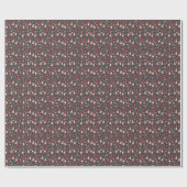 Modern Red and Grey Holiday Gnome Pattern Wrapping Cadeaupapier (Vlak)
