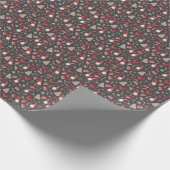 Modern Red and Grey Holiday Gnome Pattern Wrapping Cadeaupapier (Hoek)