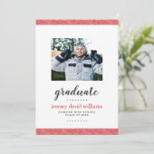 Modern Red and Grey Photo Graduation Party Kaart (Staand voorkant)
