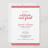 Modern Red and Grey Photo Graduation Party Kaart (Achterkant)