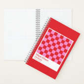 Modern Red and Pink Checkerboard Notebook Notitieboek (Binnen)