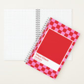 Modern Red and Pink Checkerboard Notebook Notitieboek (Binnen)