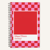 Modern Red and Pink Checkerboard Notebook Notitieboek (Voorkant)