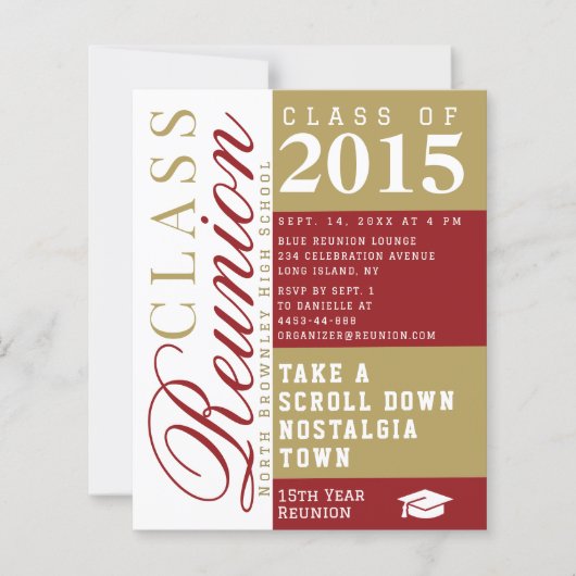 Modern red and tan School Class Reunion Invitation (Voorkant)