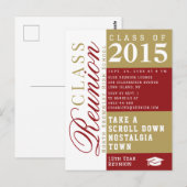 Modern red and tan School Class Reunion Postcard Briefkaart (Voorkant / Achterkant)
