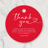 Modern Red and White 30th Birthday Thank You Bedankjes Labels (Voorkant)