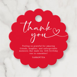 Modern Red and White 30th Birthday Thank You Bedankjes Labels