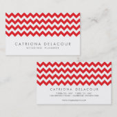 Modern Red and White Chevron Pattern Visitekaartje (Voorkant / Achterkant)