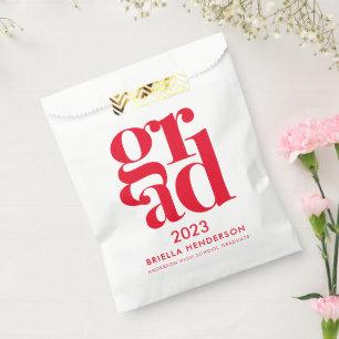 Modern Red and White Graduation Party Favor Bag Bedankzakje