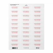 Modern Red and White Happy Holidays Return Address Etiket (Full Sheet)