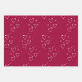 Modern Red and White Hearts Valentijnsdag Kisses Inpakpapier Vel (Voorkant)