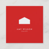 Modern Red and White House Realtor Vierkante Visitekaartje (Voorkant)