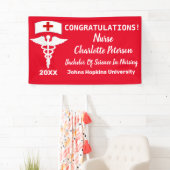 Modern Red and White Nurse Graduation Party Spandoek (Insitu)