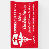 Modern Red and White Nurse Graduation Party Spandoek (Verticaal)