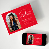 Modern Red Arch Photo Afstuderen Aankondiging