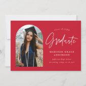 Modern Red Arch Photo Afstuderen Aankondiging (Voorkant)