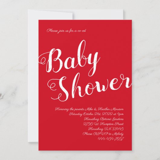Modern Red Baby shower Co-Ed Gender Neutral Kaart (Voorkant)