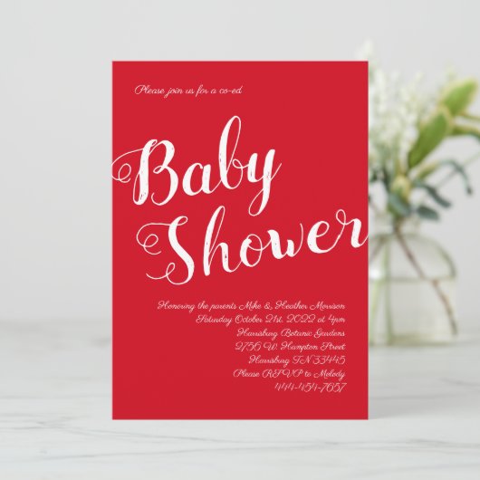 Modern Red Baby shower Co-Ed Gender Neutral Kaart (Staand voorkant)