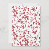 Modern Red Bamboo Double Happiness Chinese bruilof Kaart (Achterkant)