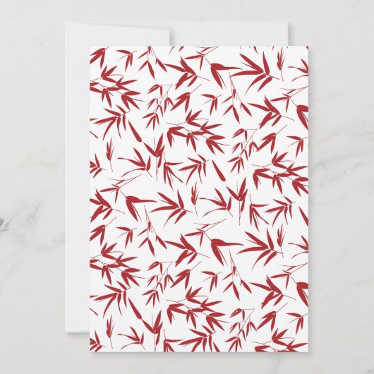 Modern Red Bamboo Double Happiness Chinese bruilof Kaart (Achterkant)