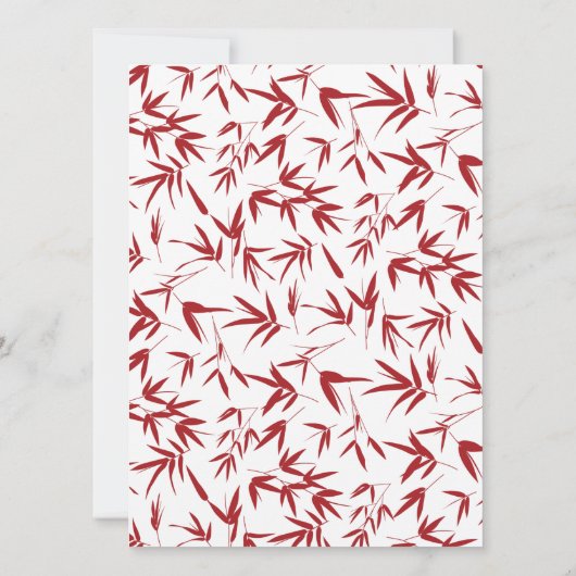 Modern Red Bamboo Double Happiness Chinese bruilof Kaart (Achterkant)