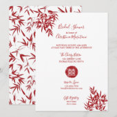 Modern Red Bamboo Double Happiness Vrijgezellenfee Kaart (Voorkant / Achterkant)