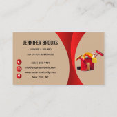 Modern Red Beige Cleaning Service Housekeeper Maid Visitekaartje (Achterkant)