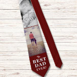 Modern Red Best Dad Ever Father's Day 2 Foto's Stropdas<br><div class="desc">Modern Red Best Dad Ever Father's Day 2 Foto's neck ettie. White typography on dark red background with 2 foto's - add your. You can change any text on the tie. A perfect gift for a dad,  new dad or grandfather on Father's Day.</div>