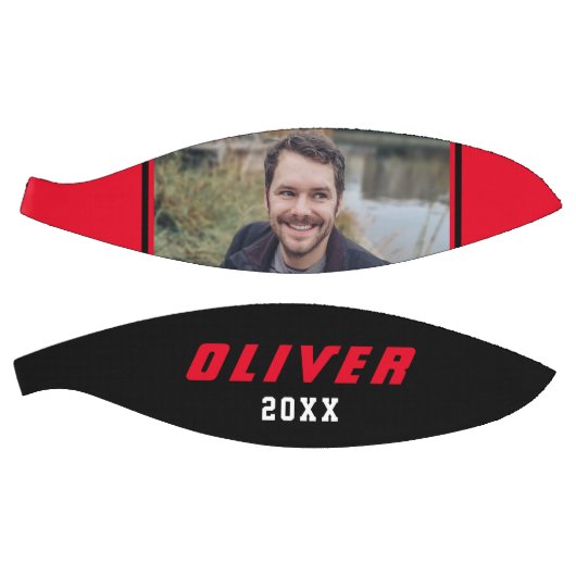 Modern Red Black Aangepaste naam Tekstfoto Basketbal (Panelen)