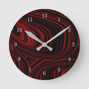 Modern Red Black Abstract Geode Patroon Ronde Klok