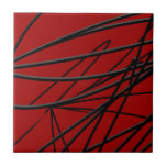 Modern Red Black Abstract Tegeltje<br><div class="desc">Stijlvol,  modern rood en zwart,  abstract,  kunstmatig vormgegeven tegels zijn voorzien van een organisch lineair ontwerp. Perfect voor hedendaagse thuisdecor</div>