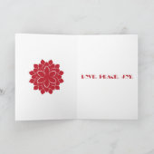 Modern Red, Black and White Love, Peace, Joy text Feestdagen Kaart (Binnen)