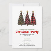 Modern red black buffalo Christmas tree invitation Kaart (Voorkant)