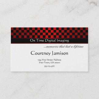 Modern Red Black Checkers Pattern Visitekaartje