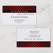 Modern Red Black Checkers Pattern Visitekaartje (Voorkant / Achterkant)