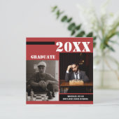 Modern Red Black Chess Photo Afstuderen Kaart (Staand voorkant)
