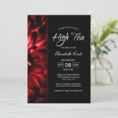 Modern Red Black Floral High Tea Vrijgezellenfeest Kaart (Staand voorkant)