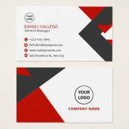 Modern Red Black Geometric Corporate Business Card Visitekaartje