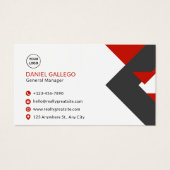 Modern Red Black Geometric Corporate Business Card Visitekaartje (Voorkant)