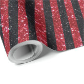 Modern Red Black Glitter Stripes Pattern Cadeaupapier (Rol Hoek)